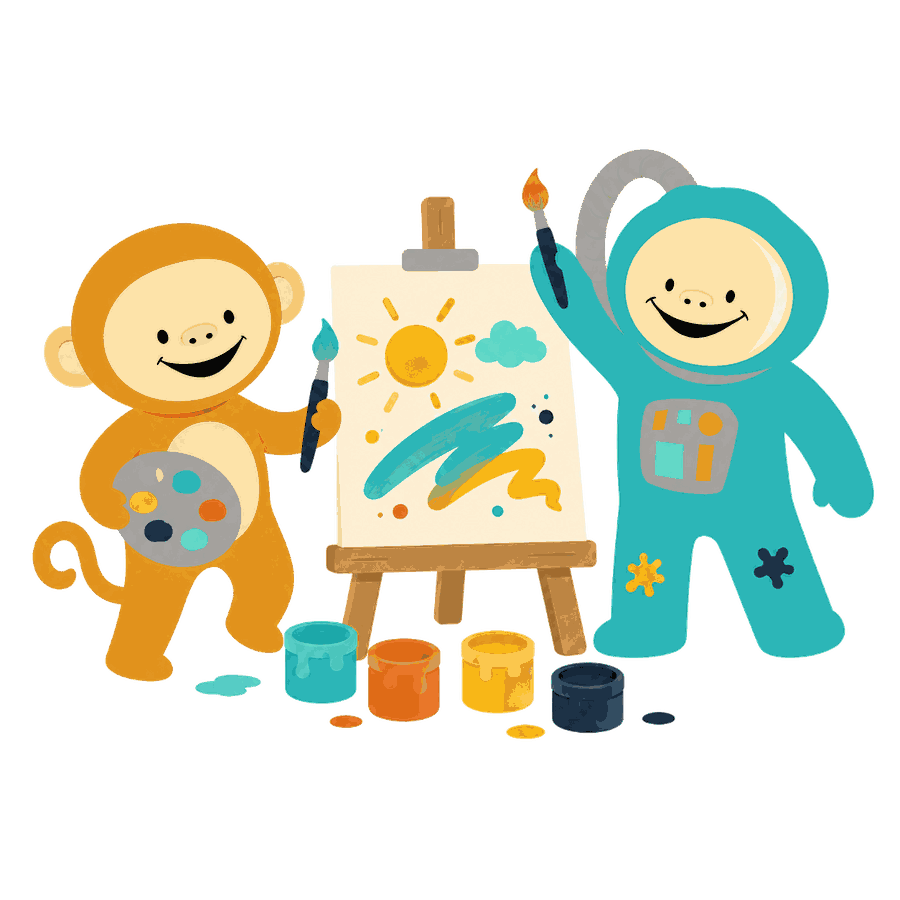Apan och Astronauten målar